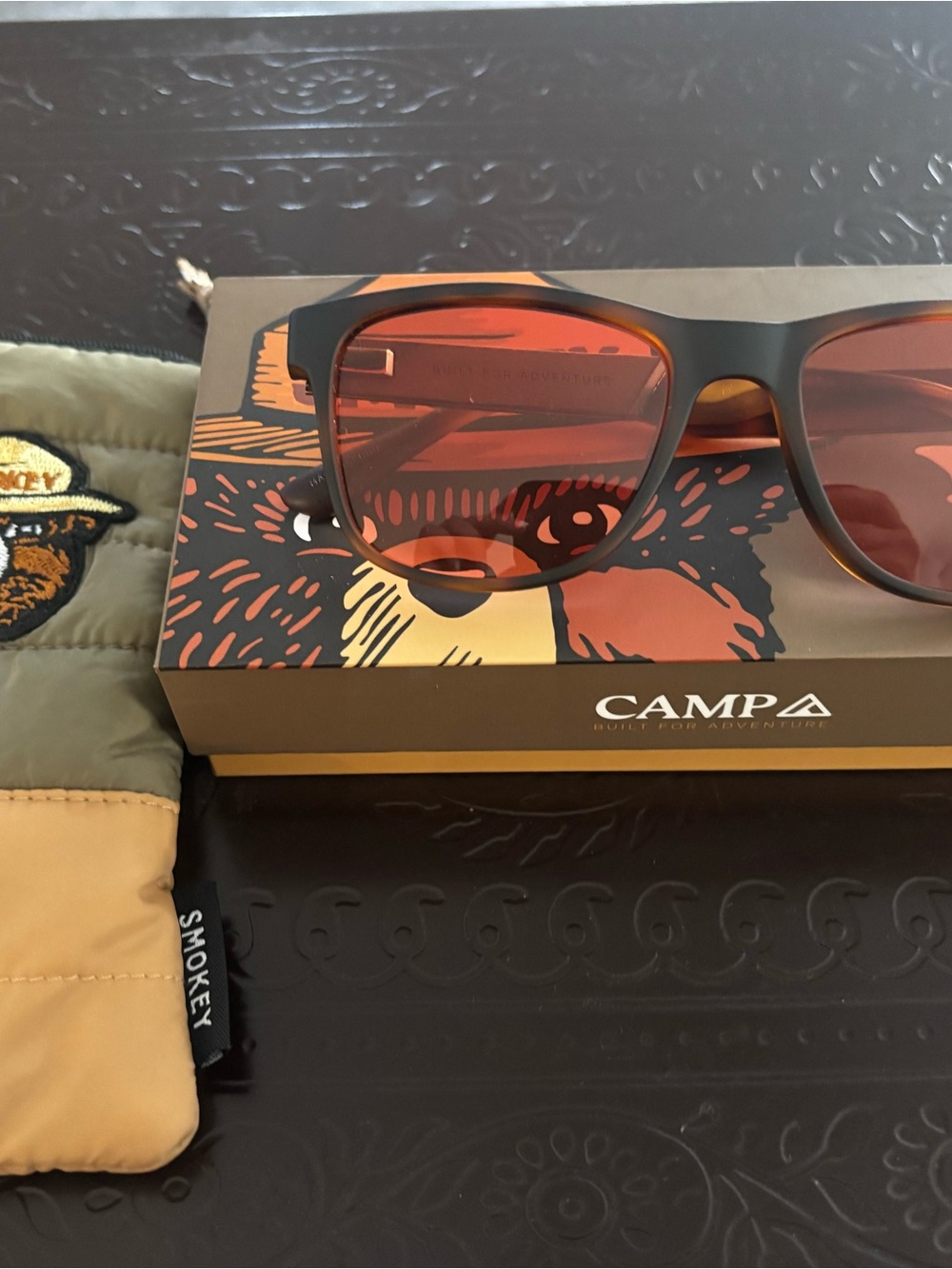 Men's Matte Brown Frame Sunglasses with Amber Red Lenses